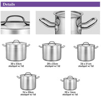 HKM-915859 Stainless Steel Stockpot Set - 24/26/28/30cm Cooking Pots for Commercial Kitchens