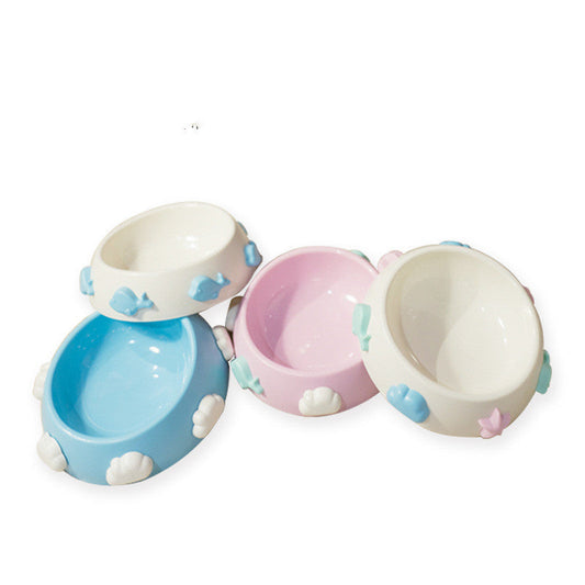 HKM-9158973 Anti-Skid Plastic Dog Bowl with Colorful Designs - Multiple Sizes and Styles Available