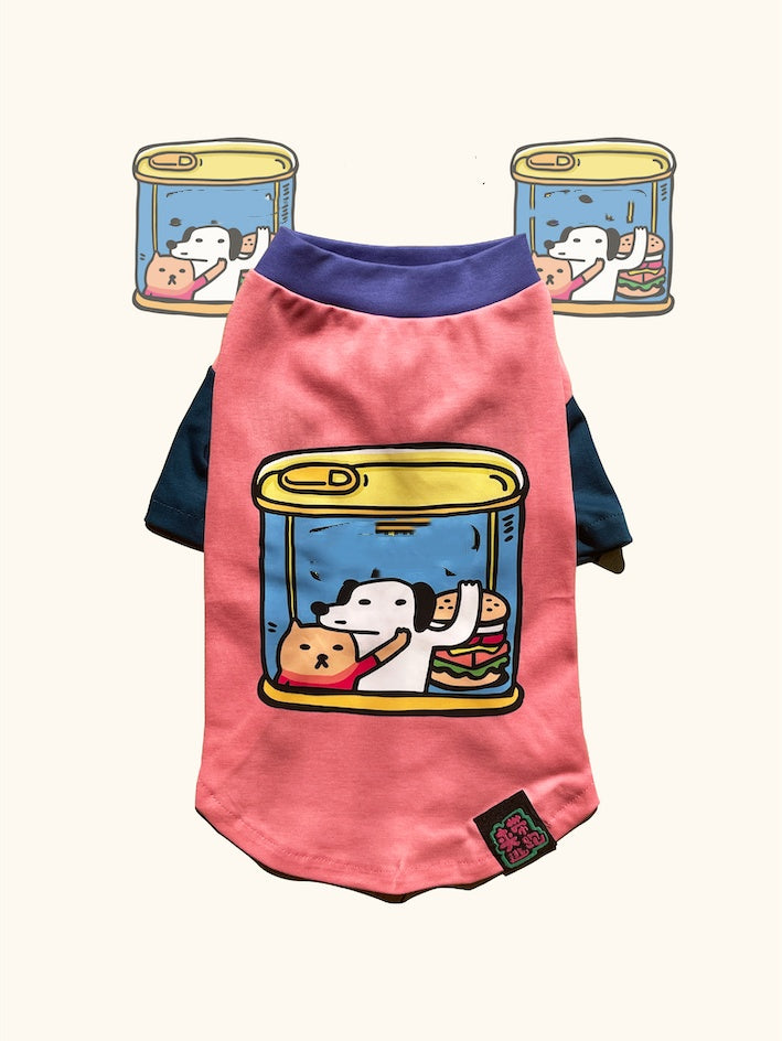 HKM-9159357 Thin Style Pet Apparel for Dogs and Cats in Fun Canned Food Prints