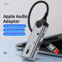 HKM-916051 Metal 3-in-1 Audio Adapter with Charging and 3.5mm Headphone Jack for iPhone