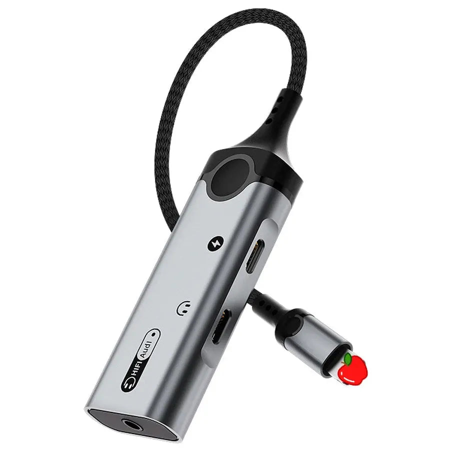 HKM-916051 Metal 3-in-1 Audio Adapter with Charging and 3.5mm Headphone Jack for iPhone