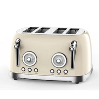 HKM-916051 Retro 4-Slice Electric Toaster with Dust Cover for Breakfast Bread Making