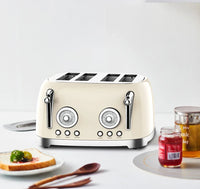HKM-916051 Retro 4-Slice Electric Toaster with Dust Cover for Breakfast Bread Making