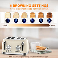 HKM-916051 Retro 4-Slice Electric Toaster with Dust Cover for Breakfast Bread Making