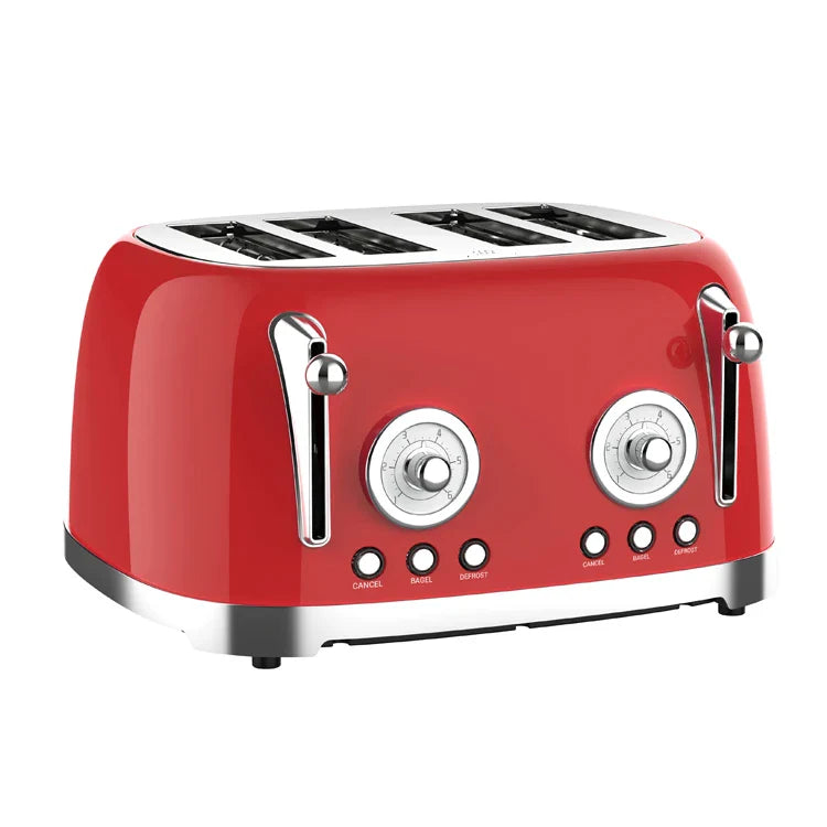 HKM-916051 Retro 4-Slice Electric Toaster with Dust Cover for Breakfast Bread Making