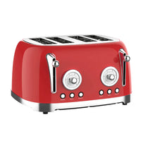 HKM-916051 Retro 4-Slice Electric Toaster with Dust Cover for Breakfast Bread Making