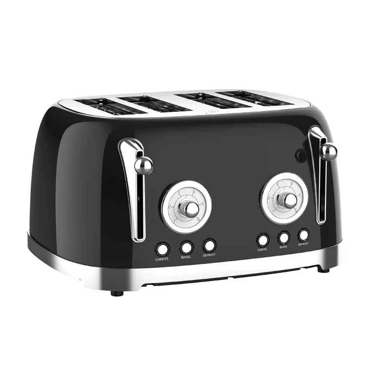 HKM-916051 Retro 4-Slice Electric Toaster with Dust Cover for Breakfast Bread Making