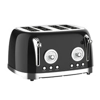 HKM-916051 Retro 4-Slice Electric Toaster with Dust Cover for Breakfast Bread Making