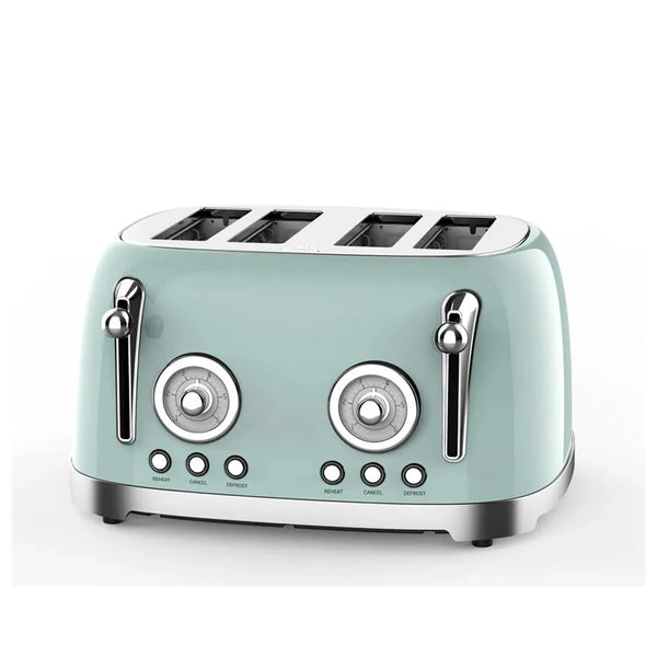 HKM-916051 Retro 4-Slice Electric Toaster with Dust Cover for Breakfast Bread Making