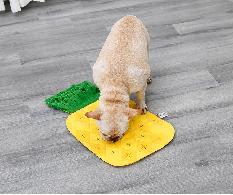HKM-9160637 Pineapple Sniffer Pad for Dogs - Soft Polar Fleece and Oxford Cloth with Hidden Treats and Sounder