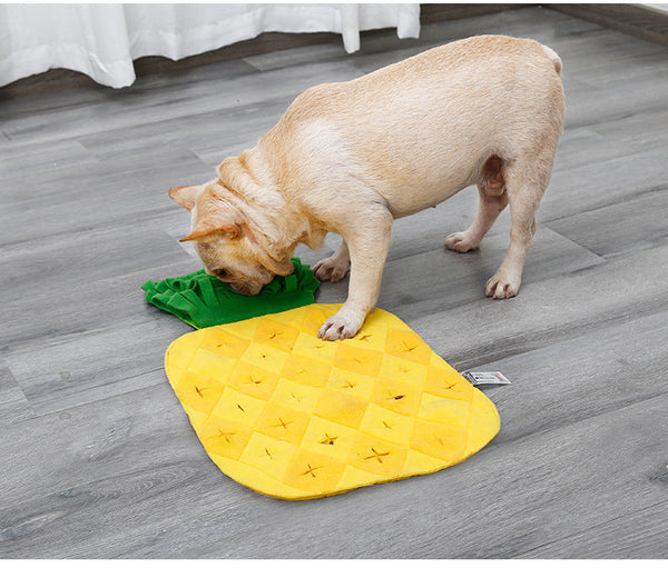 HKM-9160637 Pineapple Sniffer Pad for Dogs - Soft Polar Fleece and Oxford Cloth with Hidden Treats and Sounder
