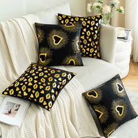 HKM-916115 Black Velvet Printed Heart Pillow - Love Design, 45x45cm, Coreless, American Style