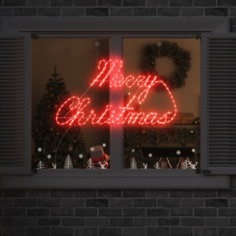 HKM-916115 Illuminated Red Christmas Sign with 216 LEDs, Waterproof Iron Design for Indoor and Outdoor Use, 99 x 55 x 13 cm
