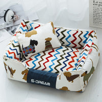 HKM-916115 Removable and Washable Large Pet Bed with Small Pillow for Dogs and Cats - Available in Brown and Yellow