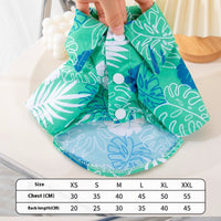 HKM-9162557 Tropical Leaf Print Pet Shirt for Beach Days in Orange and Green