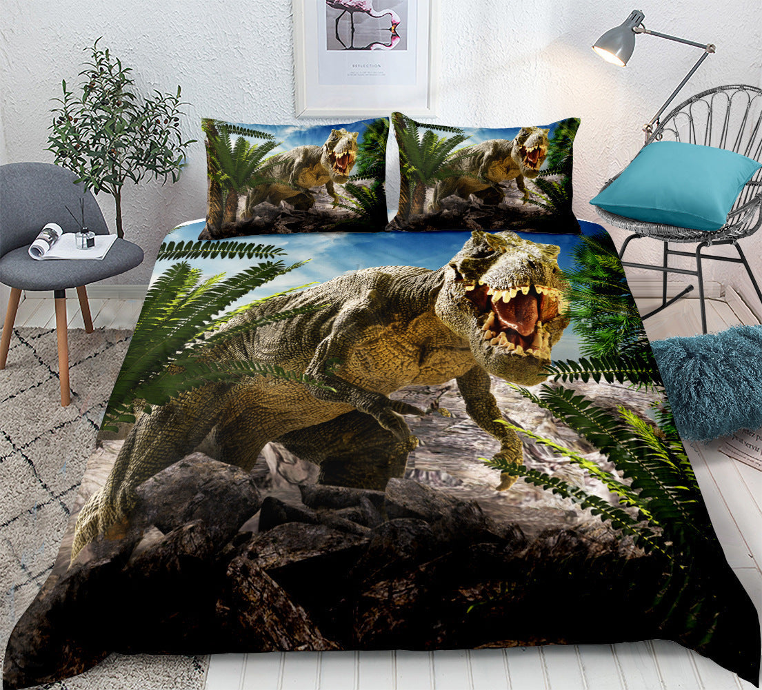 HKM-916307 Jurassic Dinosaur 3D Bedding Set – Kids Room Decor in Polyester