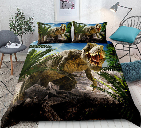 HKM-916307 Jurassic Dinosaur 3D Bedding Set – Kids Room Decor in Polyester
