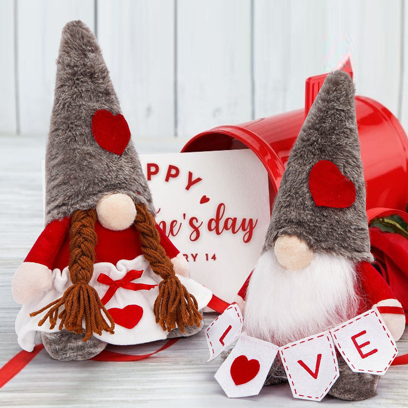 HKM-916435 Cute Faceless Doll Ornaments for Valentine's Day - 12.5" Decorative Cloth Dolls