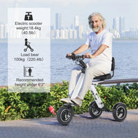 HKM-916499 Folding Electric Tricycle Mobility Scooter with Backrest Seat for Adults, Lightweight and Removable Battery
