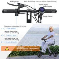 HKM-916499 Folding Electric Tricycle Mobility Scooter with Backrest Seat for Adults, Lightweight and Removable Battery