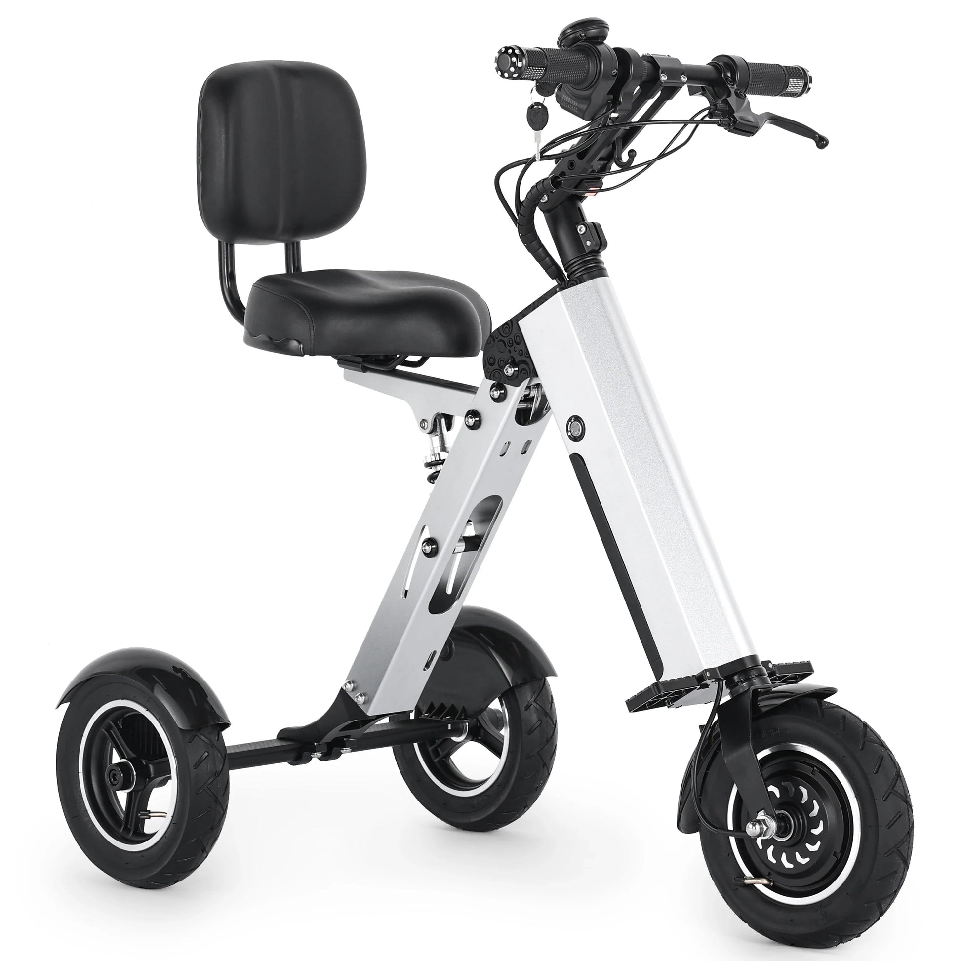 HKM-916499 Folding Electric Tricycle Mobility Scooter with Backrest Seat for Adults, Lightweight and Removable Battery