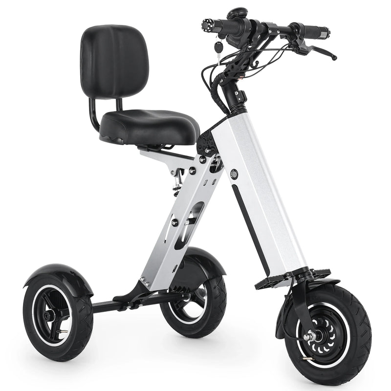 HKM-916499 Folding Electric Tricycle Mobility Scooter with Backrest Seat for Adults, Lightweight and Removable Battery