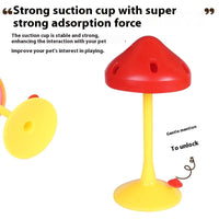 HKM-9165373 Rotating Mushroom Cat Toy for Relieving Stress - Soft Silicone Red and Yellow
