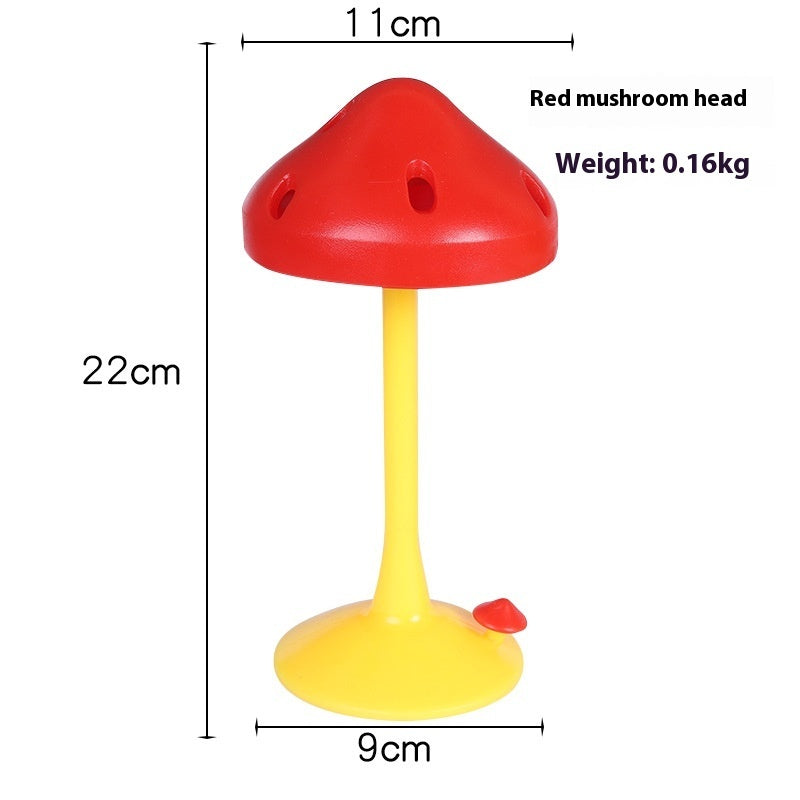 HKM-9165373 Rotating Mushroom Cat Toy for Relieving Stress - Soft Silicone Red and Yellow