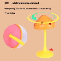 HKM-9165373 Rotating Mushroom Cat Toy for Relieving Stress - Soft Silicone Red and Yellow