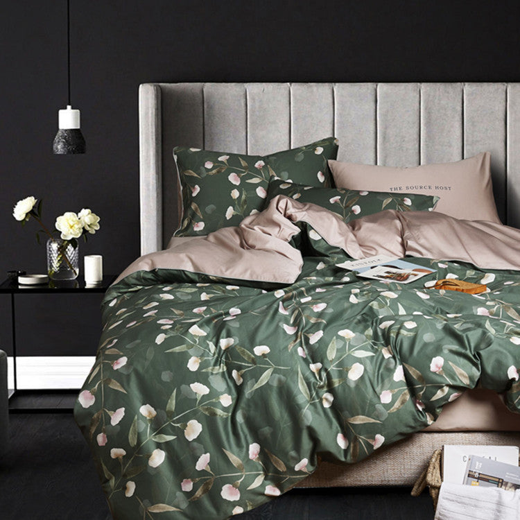 HKM-916627 American Style Simple Cotton 4-Piece Bedding Set - Duvet Covers in Multiple Sizes