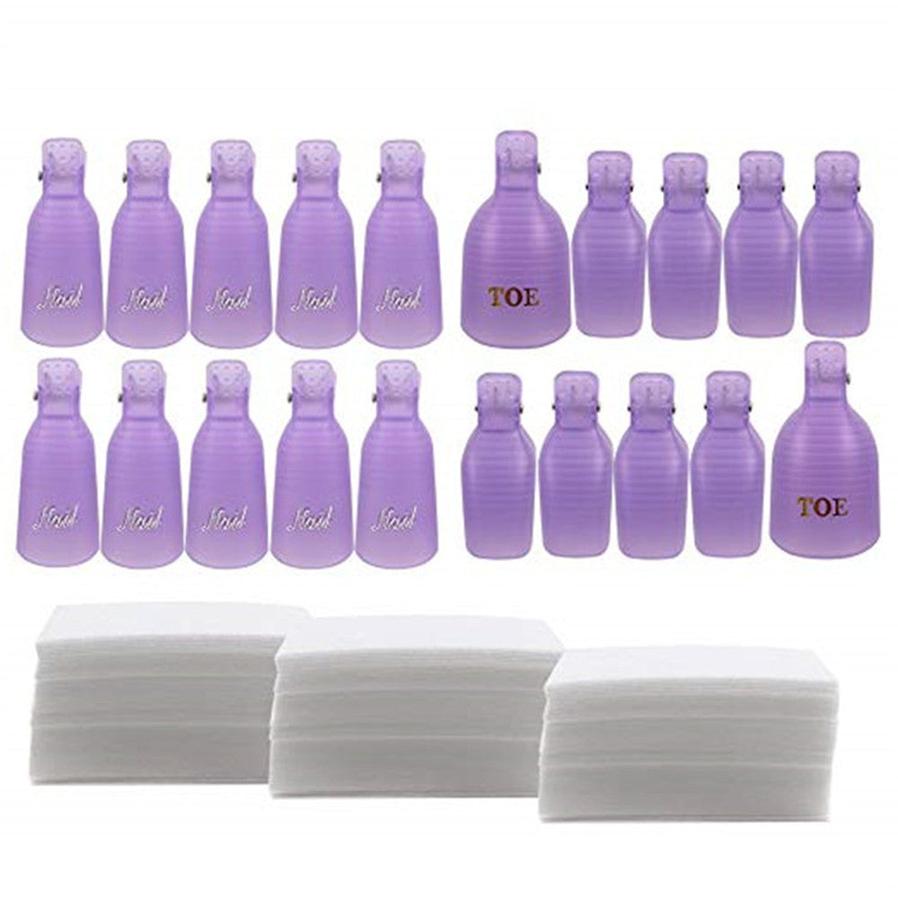 HKM-916627 Nail Remover Clips Set with Nail Polish Remover and Scrubbing Cotton for Easy Artificial Nail Removal