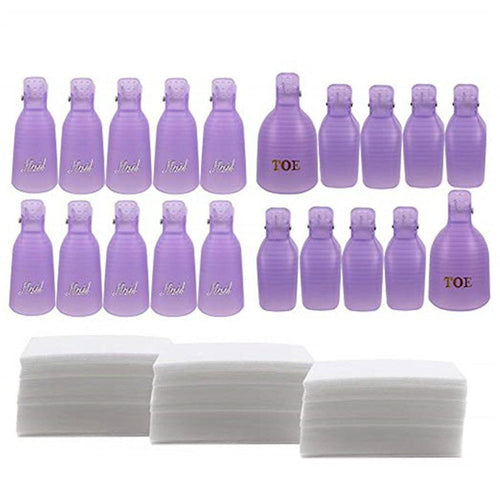 HKM-916627 Nail Remover Clips Set with Nail Polish Remover and Scrubbing Cotton for Easy Artificial Nail Removal