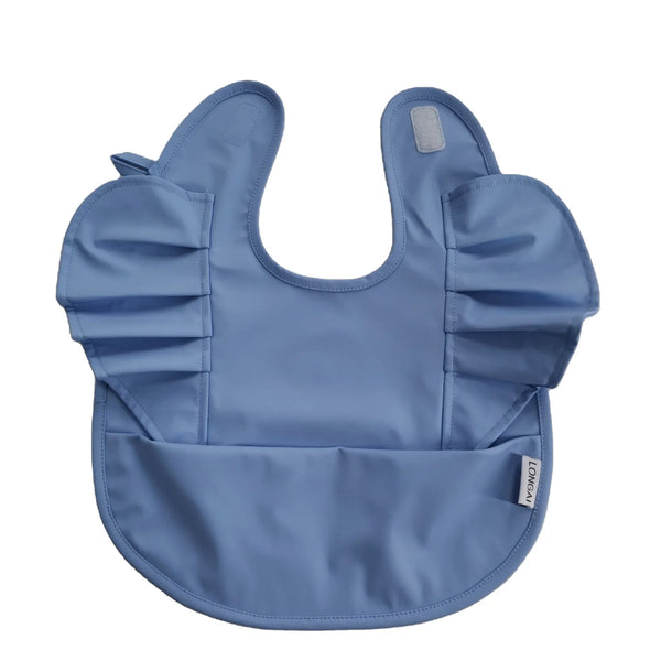 HKM-916691 2022 Hot Sell Customized Washable Waterproof Baby Bib for Feeding PU Big Pocket Polyester