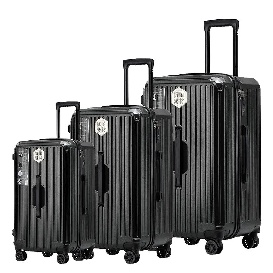 HKM-916691 3-Piece Leather Luggage Set with Travel Suitcase and Tote Bags