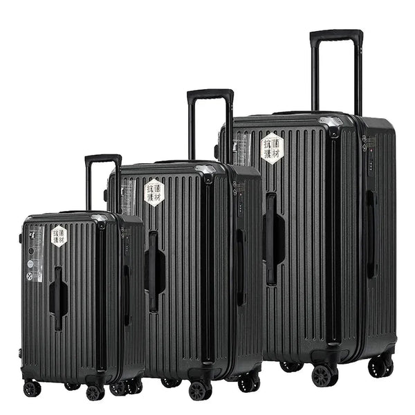 HKM-916691 3-Piece Leather Luggage Set with Travel Suitcase and Tote Bags