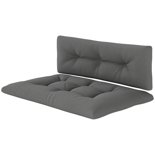 HKM-916691 Dark Gray 2-Seater Pallet Cushion Set - Tufted Design, Outdoor Replacement Cushions, 3.9-Inch Thick