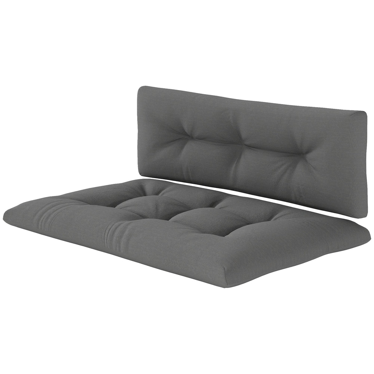 HKM-916691 Dark Gray 2-Seater Pallet Cushion Set - Tufted Design, Outdoor Replacement Cushions, 3.9-Inch Thick