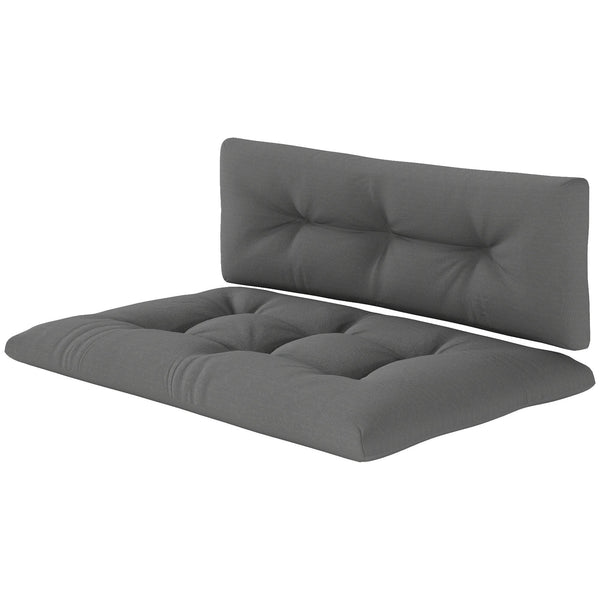 HKM-916691 Dark Gray 2-Seater Pallet Cushion Set - Tufted Design, Outdoor Replacement Cushions, 3.9-Inch Thick