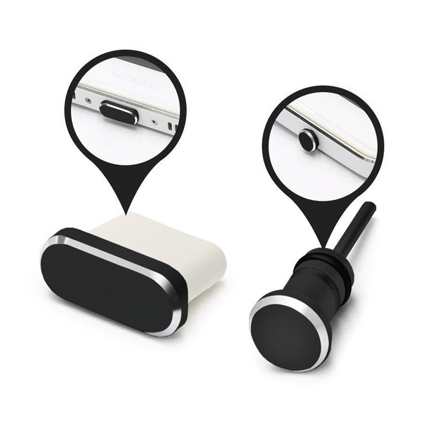 HKM-916691 Dust Plug for Mobile Phone Earphone and Charging Ports - Alloy Design in Cool Black, Space Silver, Rose Gold, and Local Gold