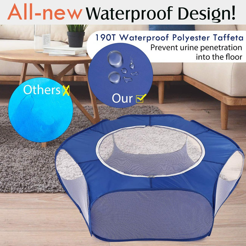 HKM-9169341 Portable Folding Pet Fence with Breathable Zipped Cover and Waterproof Design, Ideal for Small Animals