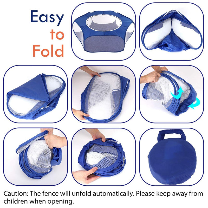 HKM-9169341 Portable Folding Pet Fence with Breathable Zipped Cover and Waterproof Design, Ideal for Small Animals