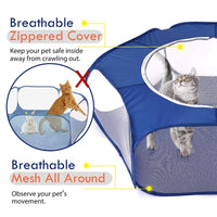 HKM-9169341 Portable Folding Pet Fence with Breathable Zipped Cover and Waterproof Design, Ideal for Small Animals