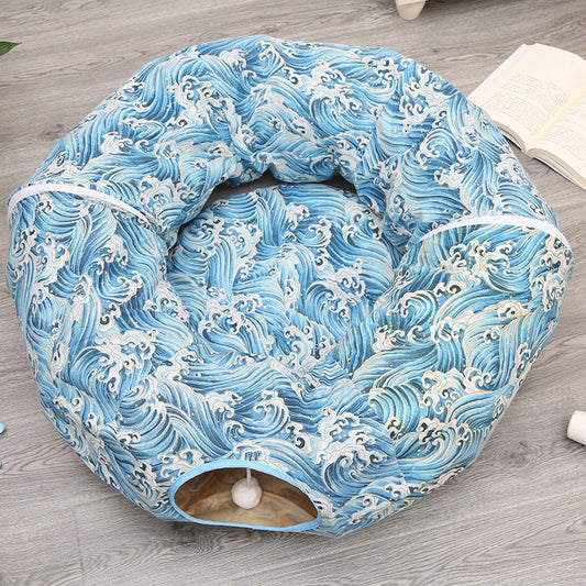 HKM-9169597 Cozy Cloth Cat Tunnel & Nest for Relaxation and Play