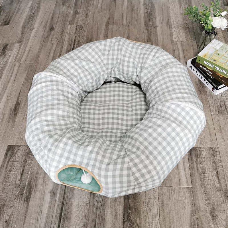 HKM-9169597 Cozy Cloth Cat Tunnel & Nest for Relaxation and Play