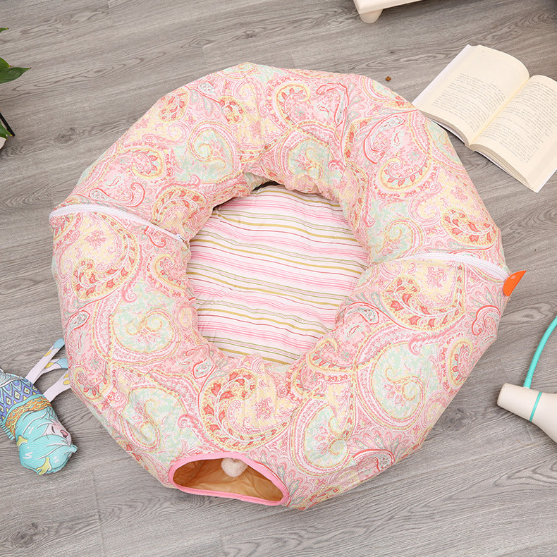 HKM-9169597 Cozy Cloth Cat Tunnel & Nest for Relaxation and Play