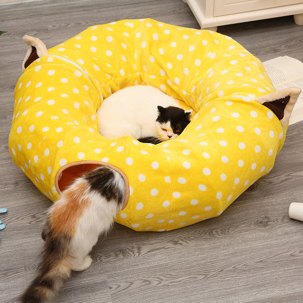 HKM-9169597 Cozy Cloth Cat Tunnel & Nest for Relaxation and Play