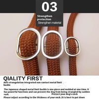 HKM-9170109 Nylon P Chain 2.1M Dog Leash with Hand Holding Rope in Brown