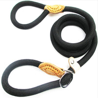 HKM-9170109 Nylon P Chain 2.1M Dog Leash with Hand Holding Rope in Brown