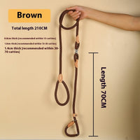 HKM-9170109 Nylon P Chain 2.1M Dog Leash with Hand Holding Rope in Brown