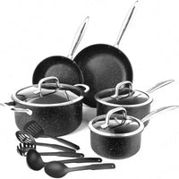 HKM-917011 13-Piece Non-Stick Stainless Steel Kitchenware Set with Stockpot and Frying Pan